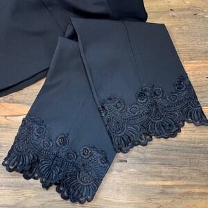 Sooki Black Lace Trim Capri Pants Stretchy Cropped Trousers Small‎ S